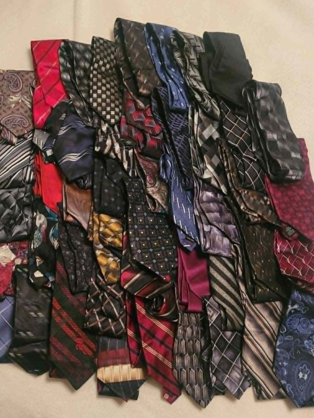 Huge Lot of 46 Men's Neckties Designer Vintage Silk Patterns Stripes Geometric
